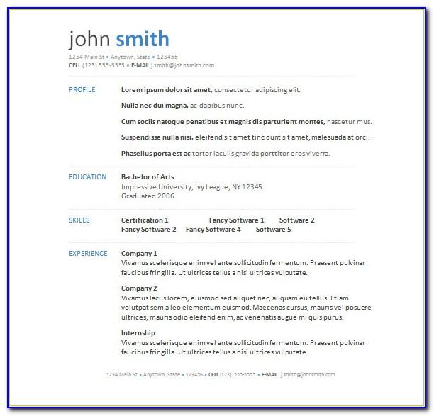 Resume Template Download For Word 2007