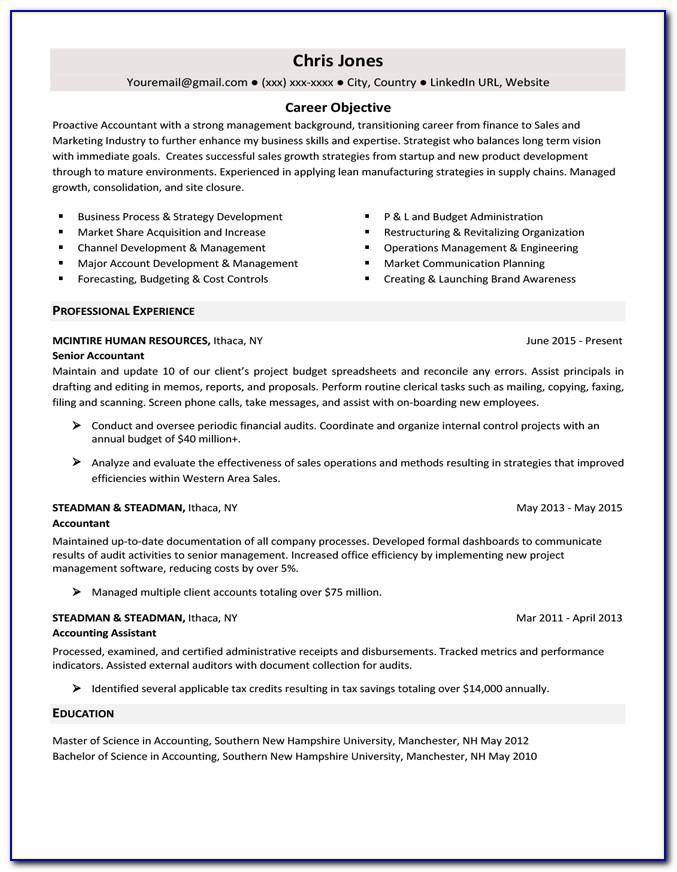 Resume Template For Account Manager