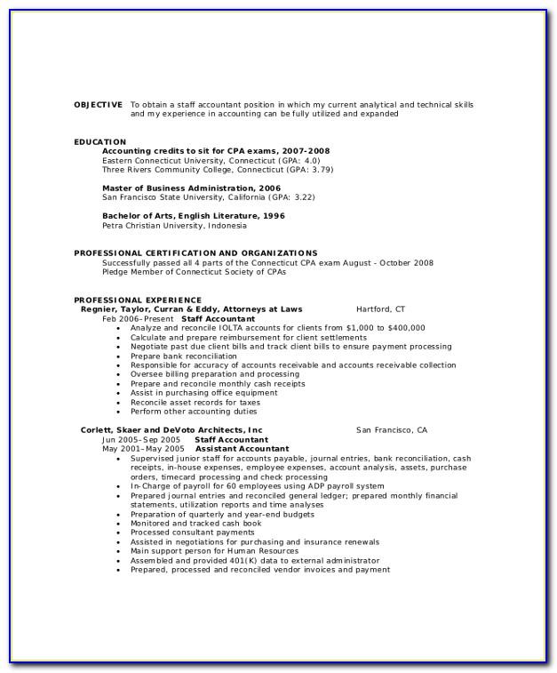 Resume Template For Accounting