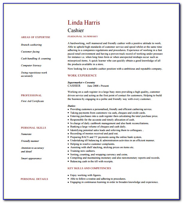 Resume Template For Caregiver Position