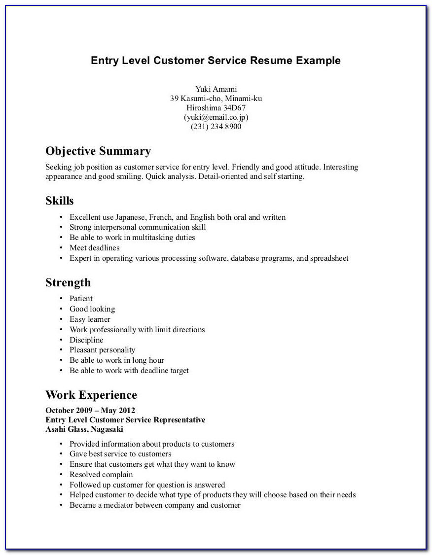 Resume Template For Cashier
