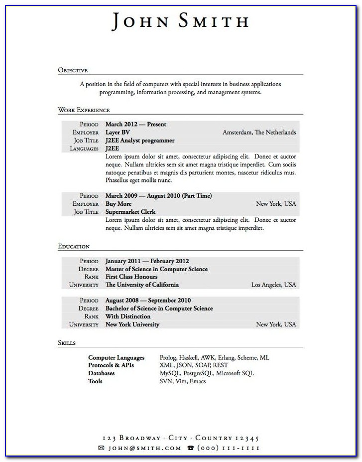 Resume Template For Financial Analyst Position