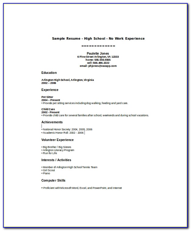 Resume Template For First Job Free