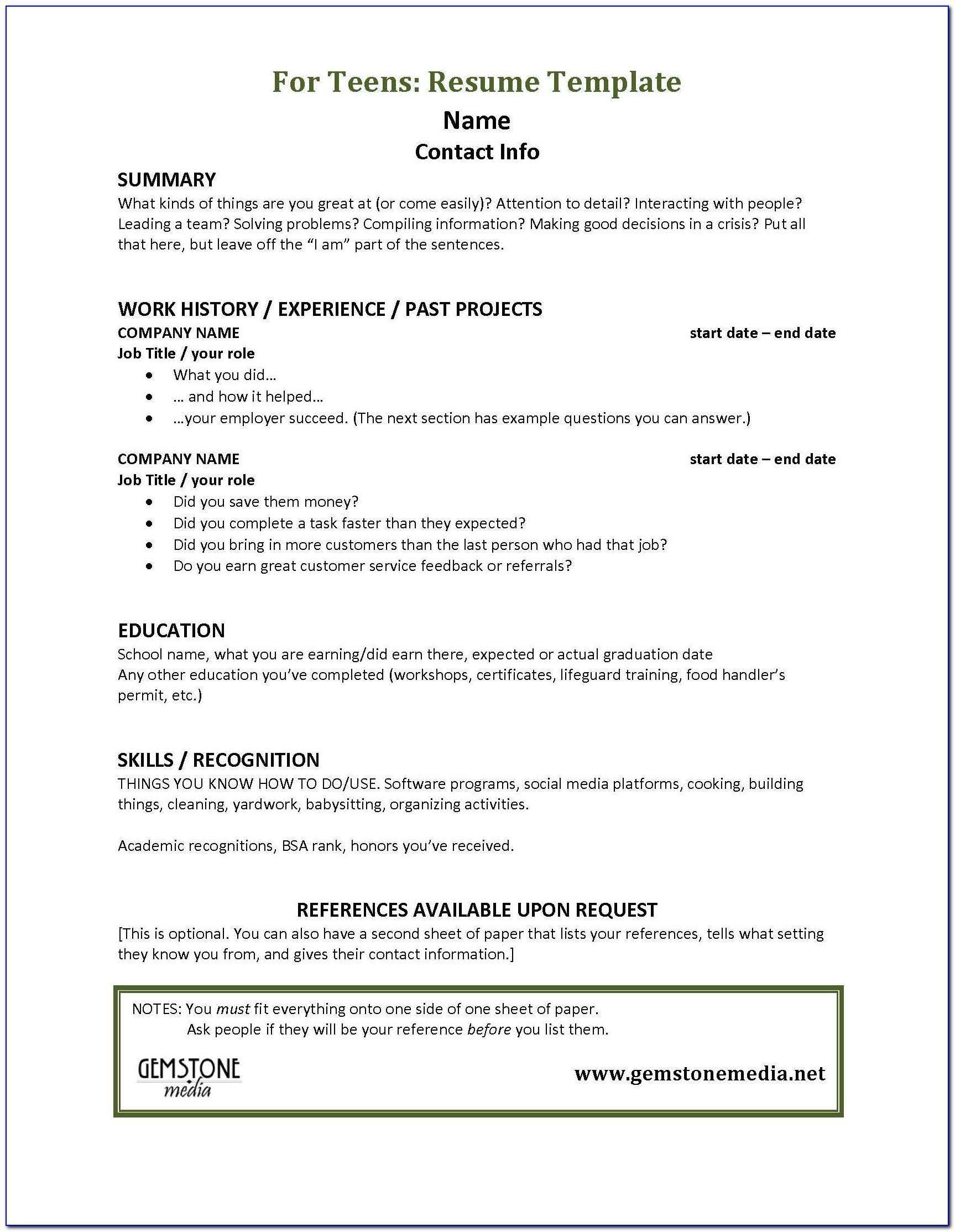 Resume Template For First Job