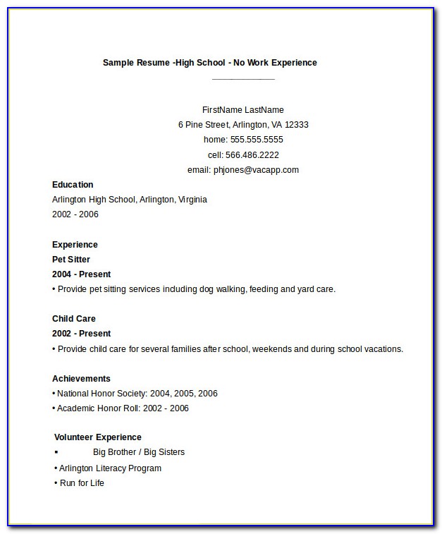 Resume Template For High School Students Google Docs