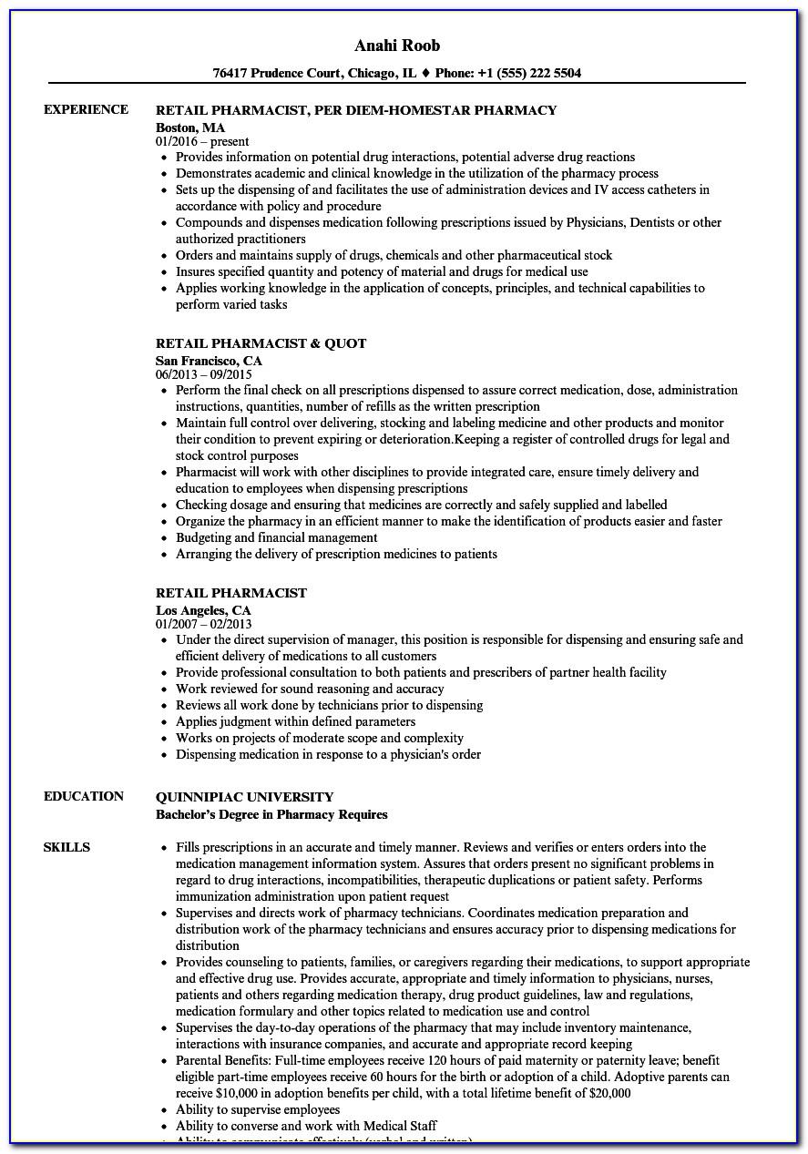 Resume Template For Retail Manager