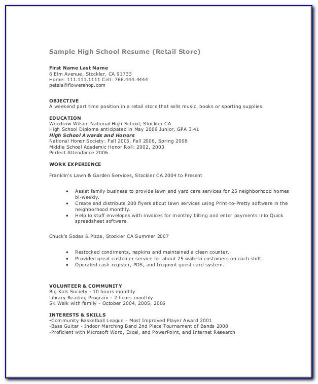 Resume Template For Student First Job