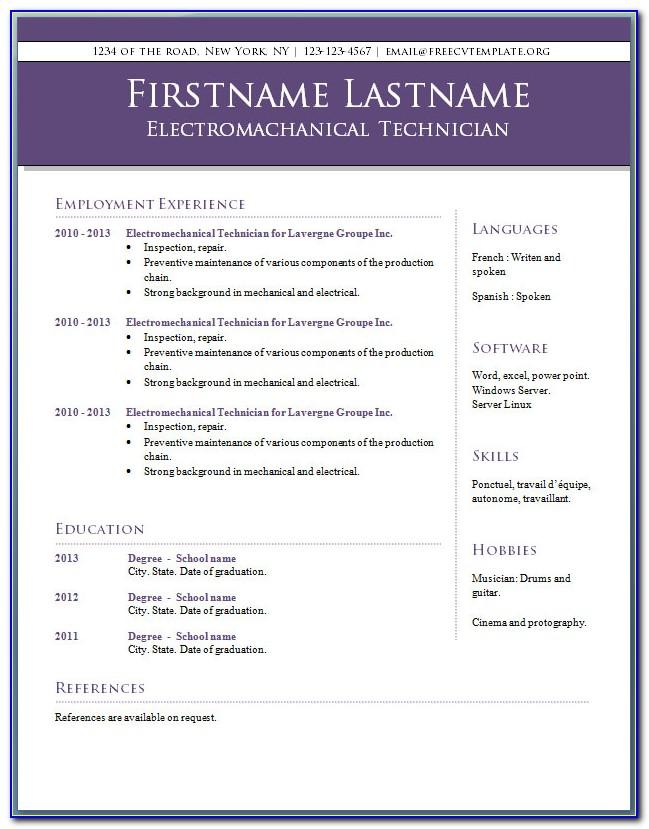 Resume Template For Word 2013