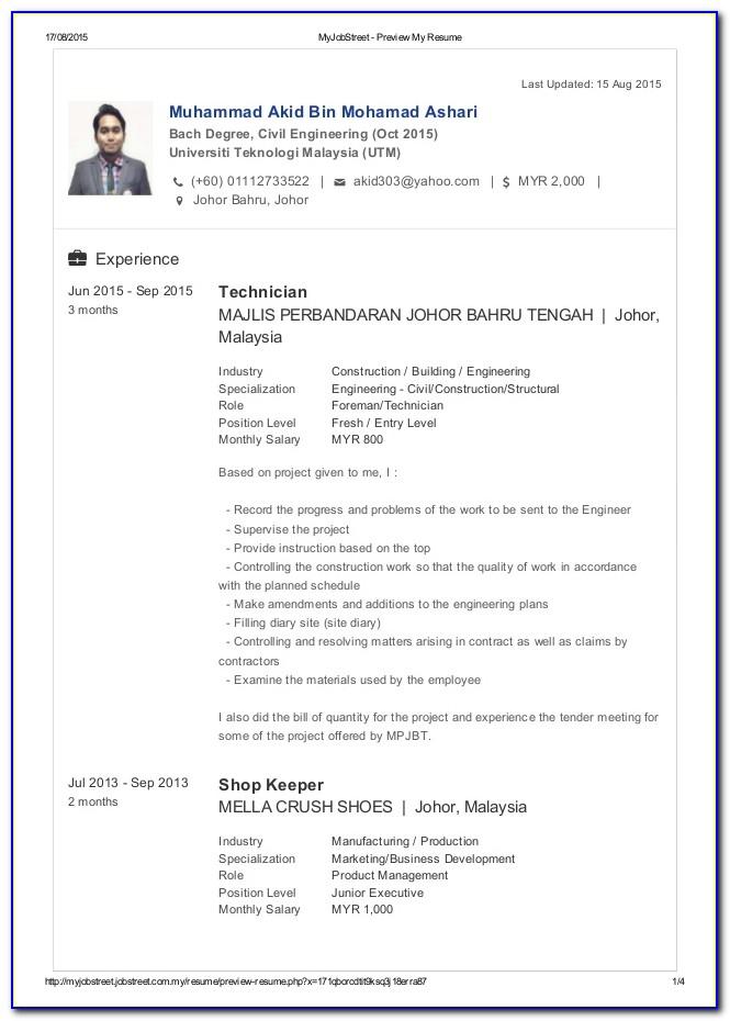 Resume Template Free Download Word Malaysia