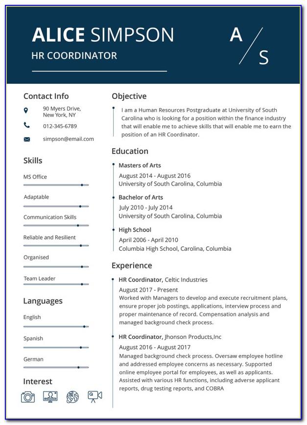 Resume Template In Microsoft Word 2010
