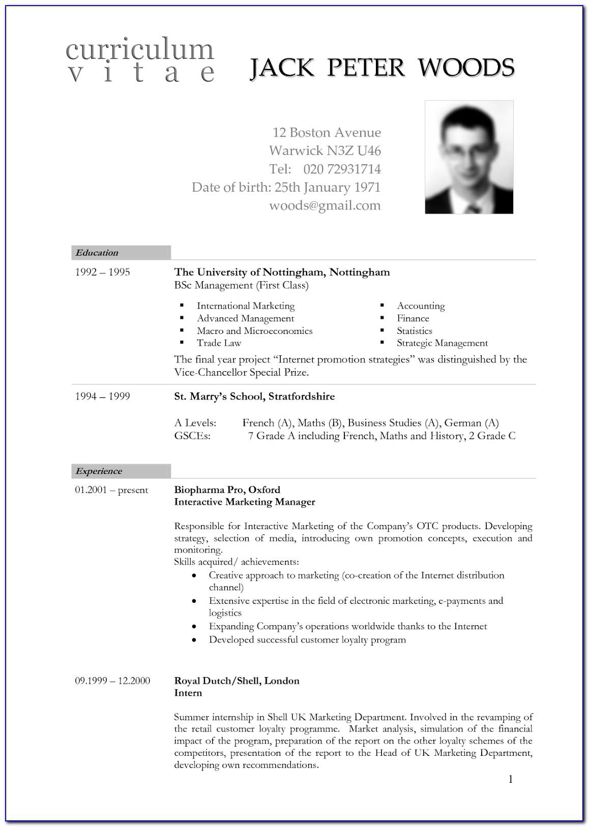 Resume Template Word No Experience