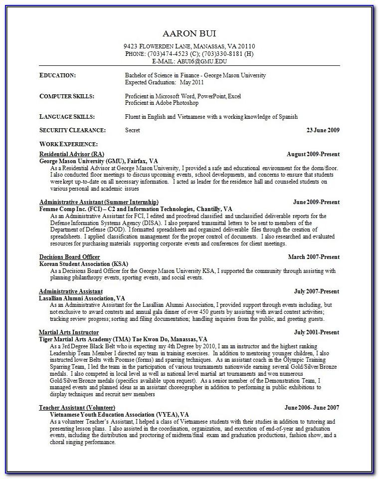 Resume Templates For Chartered Accountants