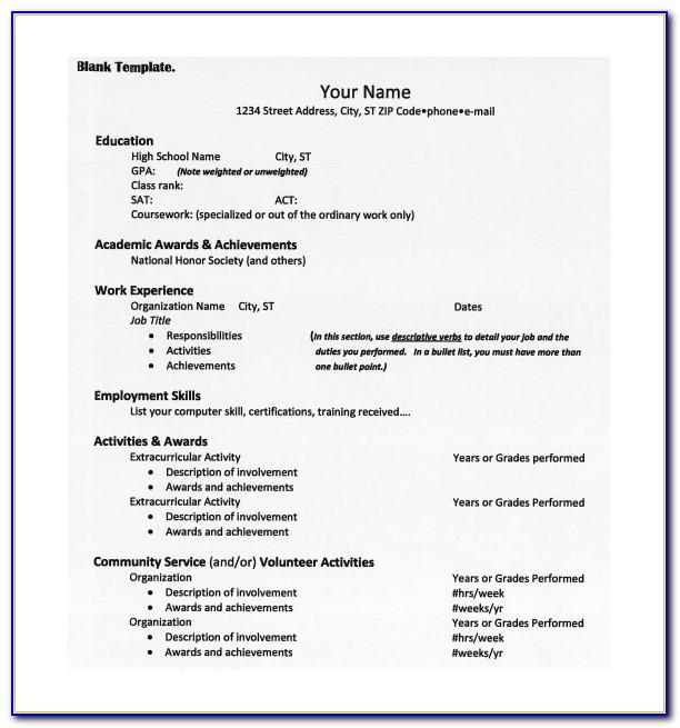 Resume Templates For College Admissions