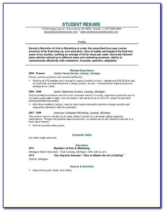 Resume Templates For College Applications