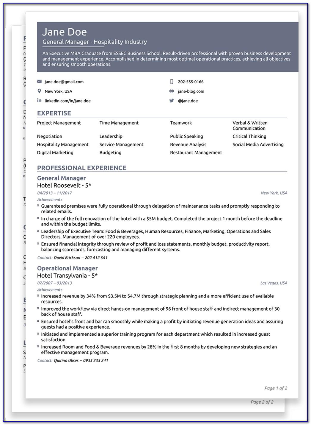 Resume Templates For Experienced Marketing Professionals