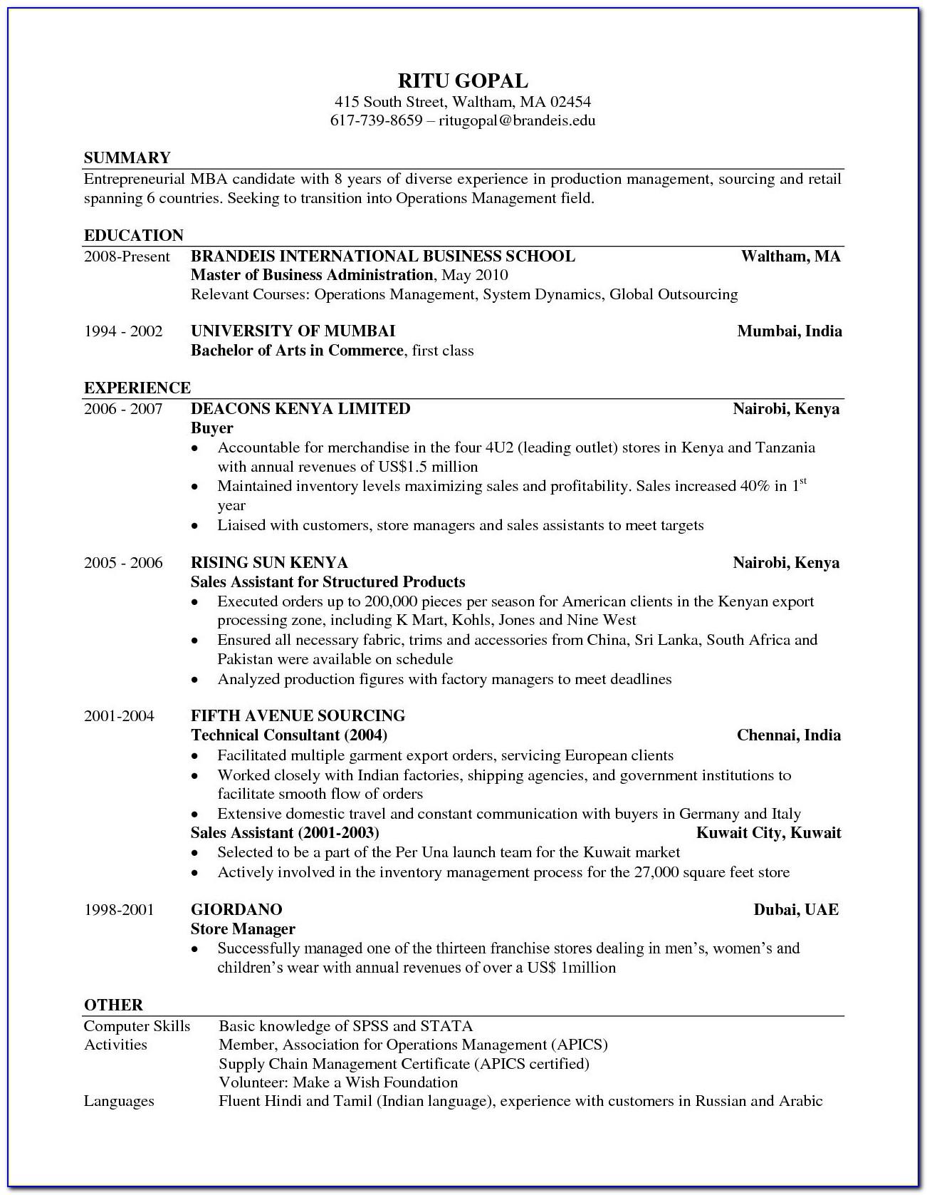 Resume Templates For Freshers Free Download