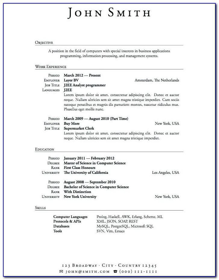 Resume Templates For Highschool Students With No Experience