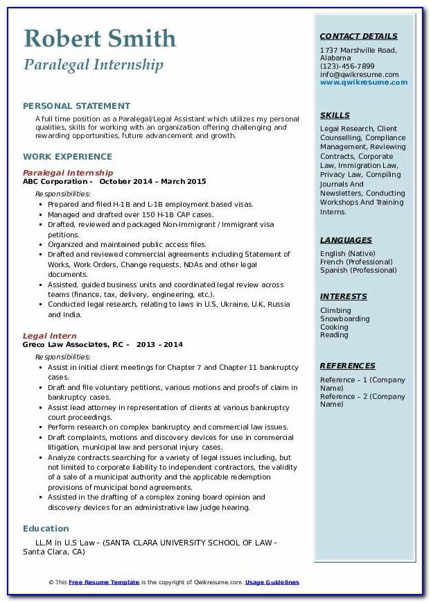 Resume Templates For Internships In Engineering