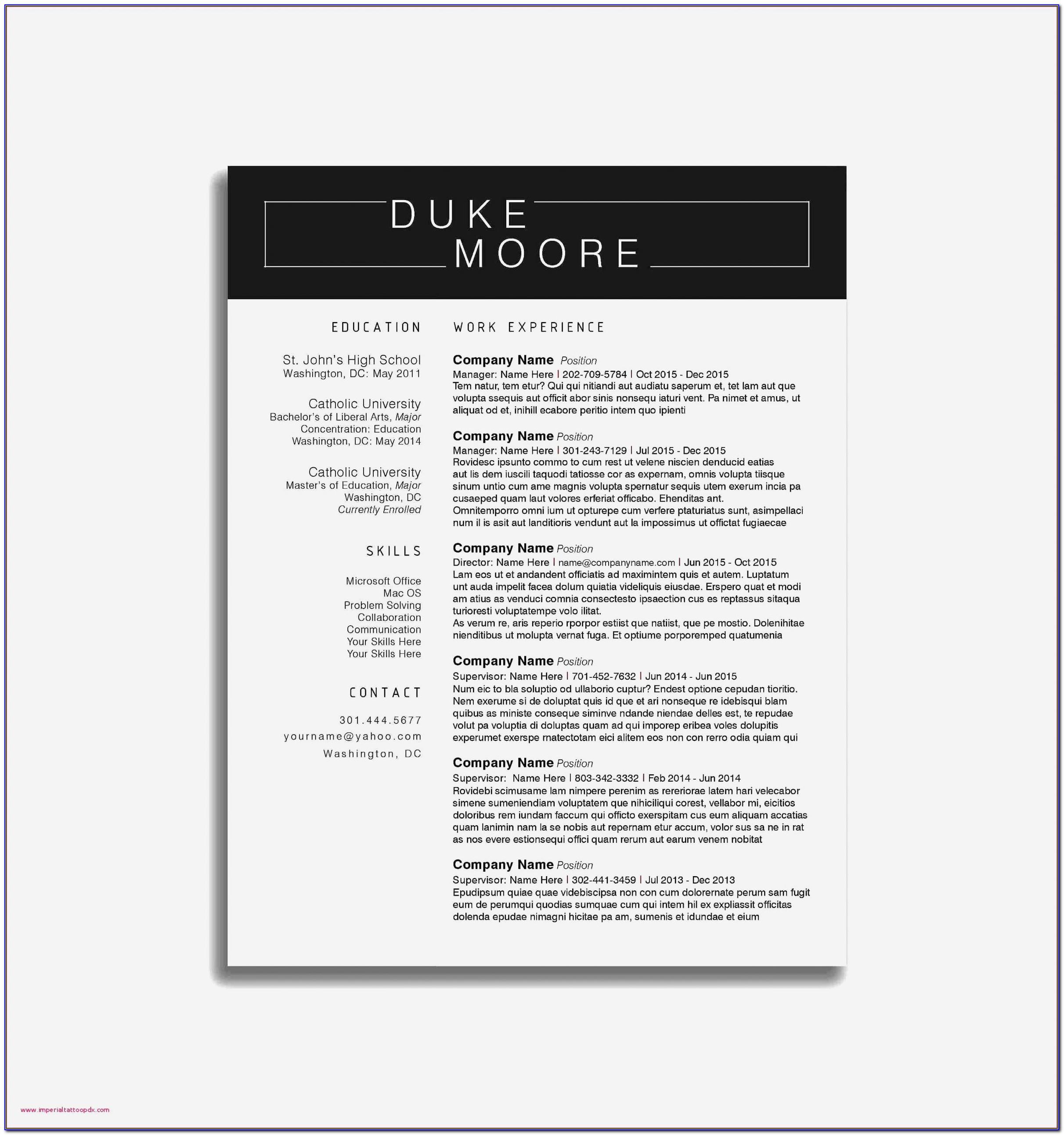 Resume Templates For Mac Free