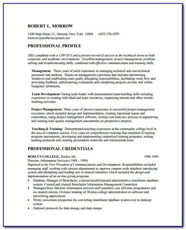 Resume Templates For Mba Applications