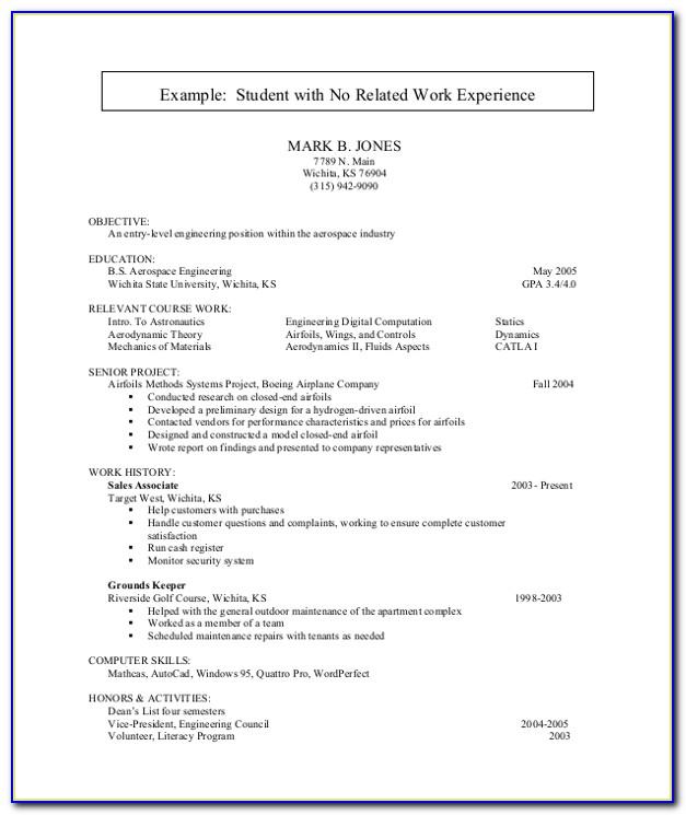 Resume Templates For Students With No Experience