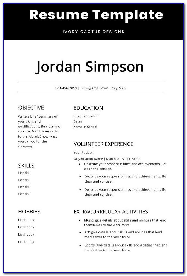 Resume Templates For Teaching Position