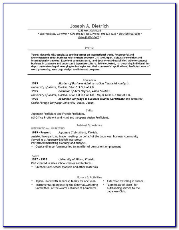 Resume Templates For Word Download