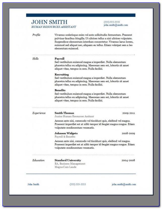 Resume Templates For Word Online