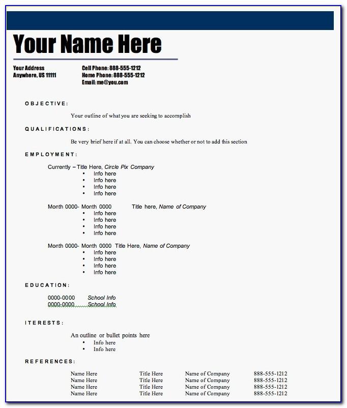 Resume Templates For Wordpad