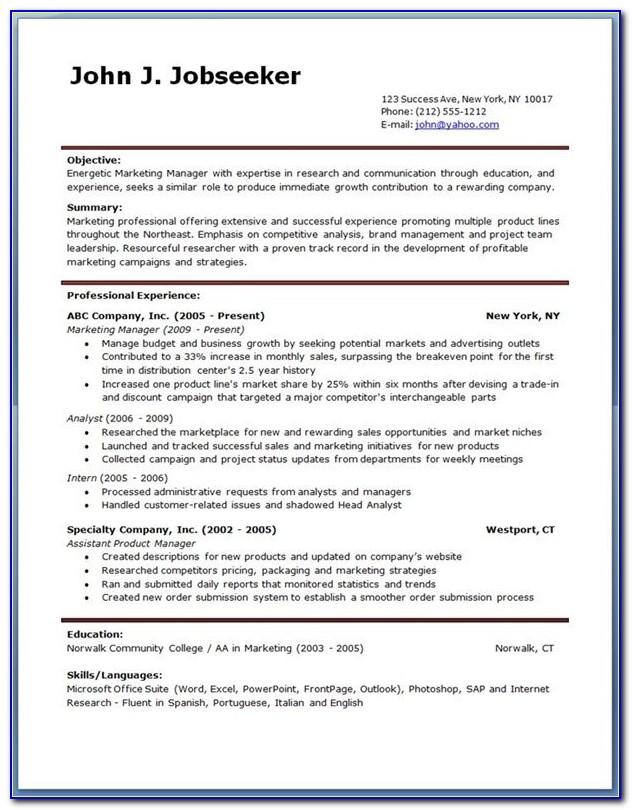 Resume Templates Free Download In Ms Word
