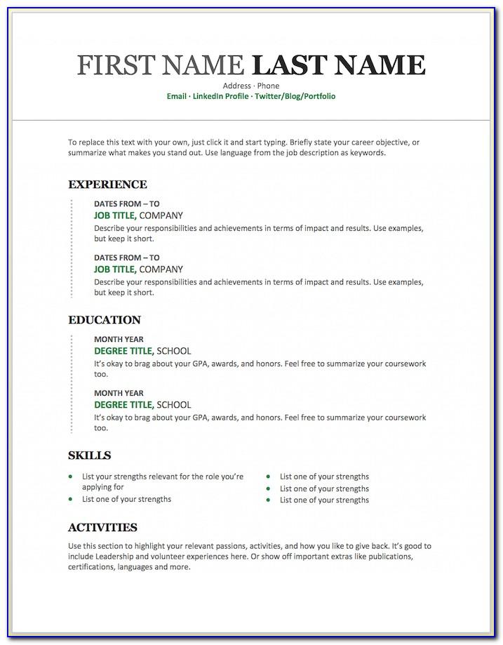 Resume Templates Word Download Free