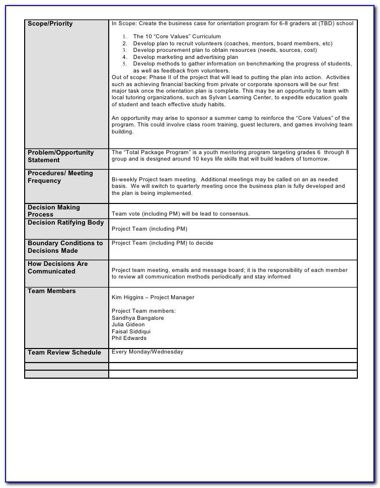 Best Project Charter Template Free Download