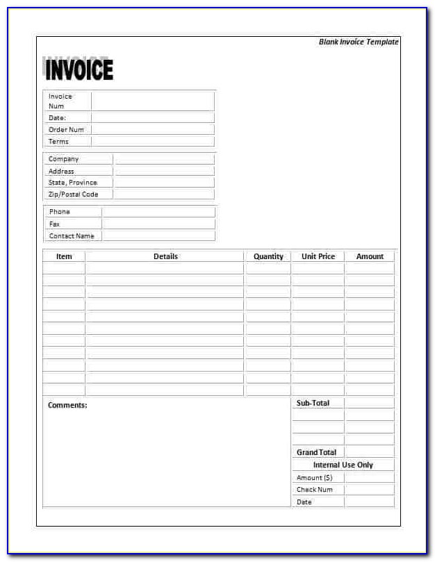 Blank Printable Contractor Invoice Template