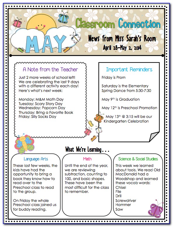 Free Preschool Newsletter Templates Word