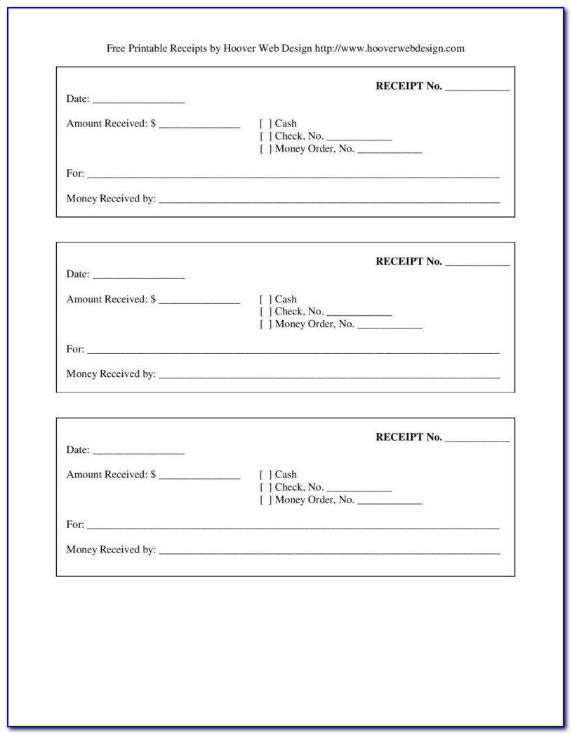 Free Printable Blank Receipt Form