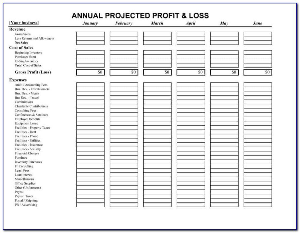 Free Printable Profit And Loss Template Word