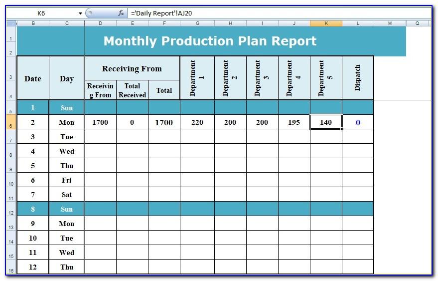 Free Production Plan Template Xls