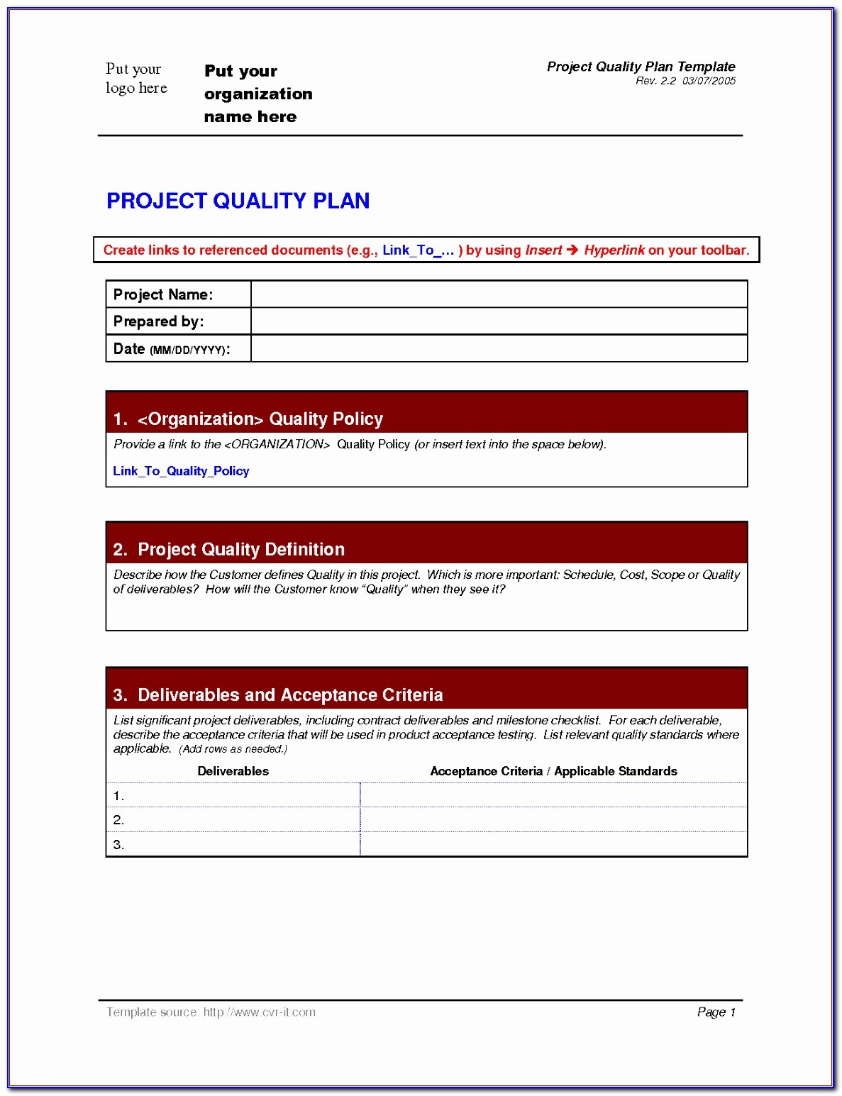 Free Quality Control Plan Template Excel