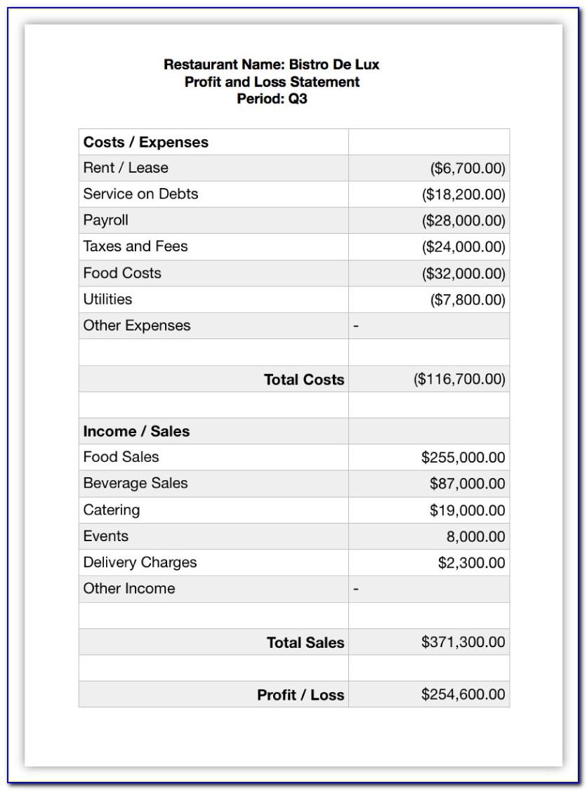 Income Statement Template Excel 2007