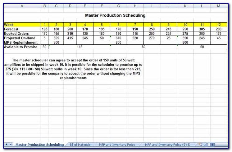Master Production Schedule Example Pdf
