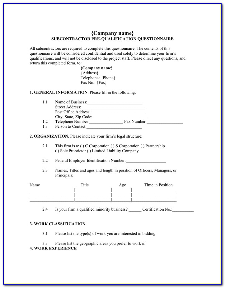 Pre Employment Application Form Template