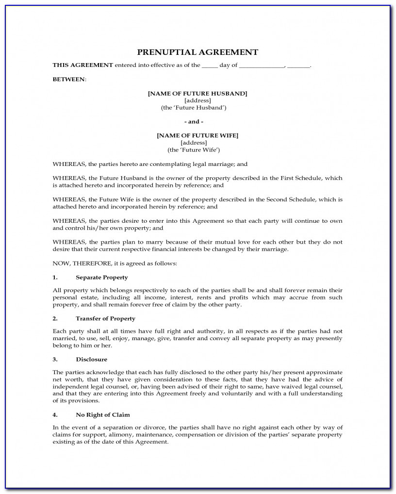 Prenuptial Agreement Template Free South Africa