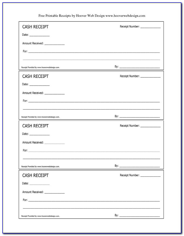 Printable Cash Register Receipt Template