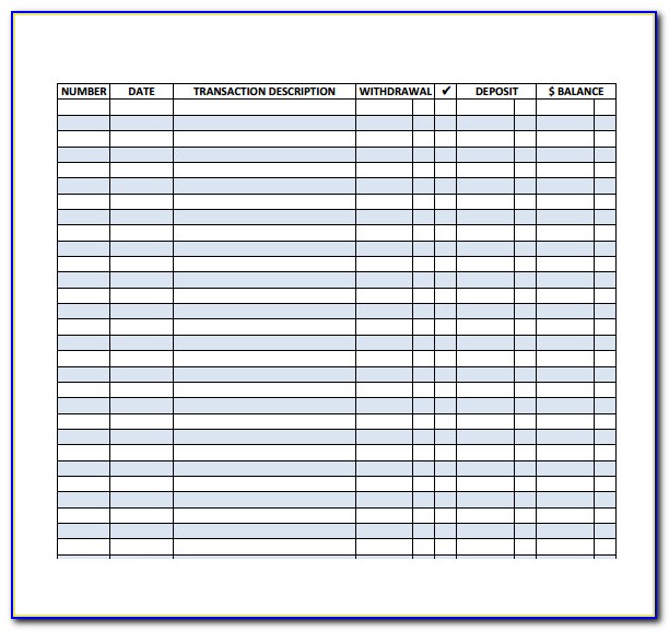 Printable Checking Account Register Template