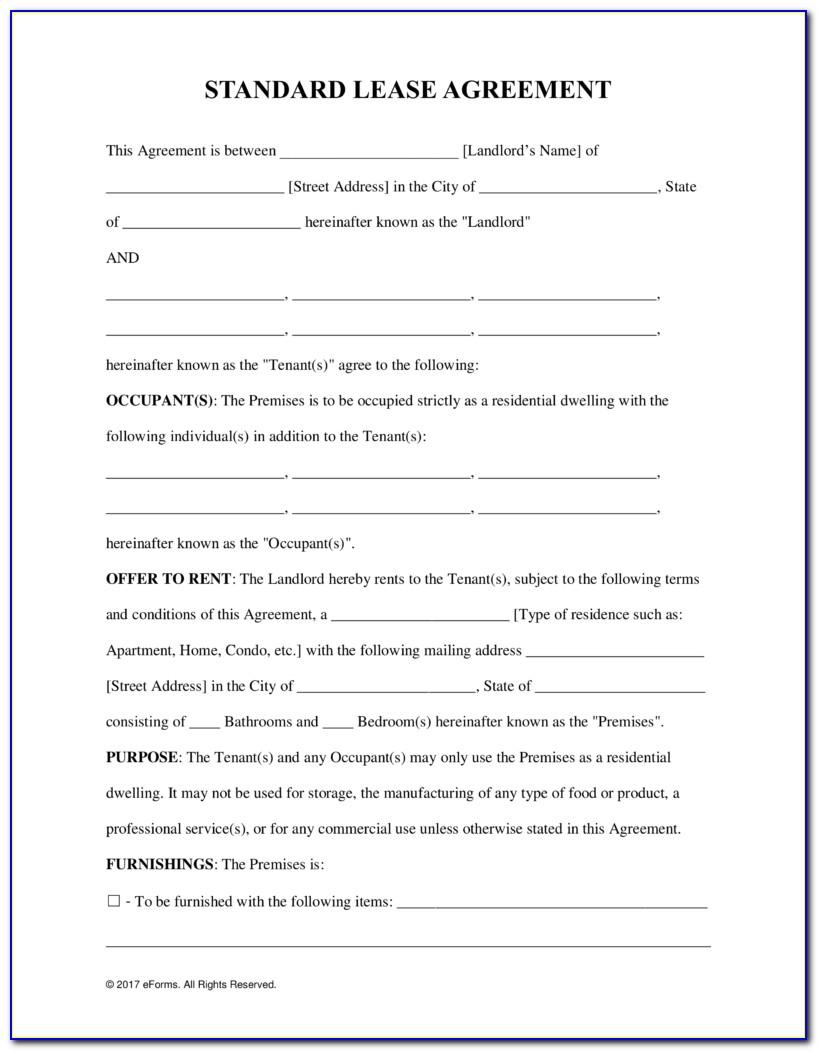 Printable House Rental Agreement Form