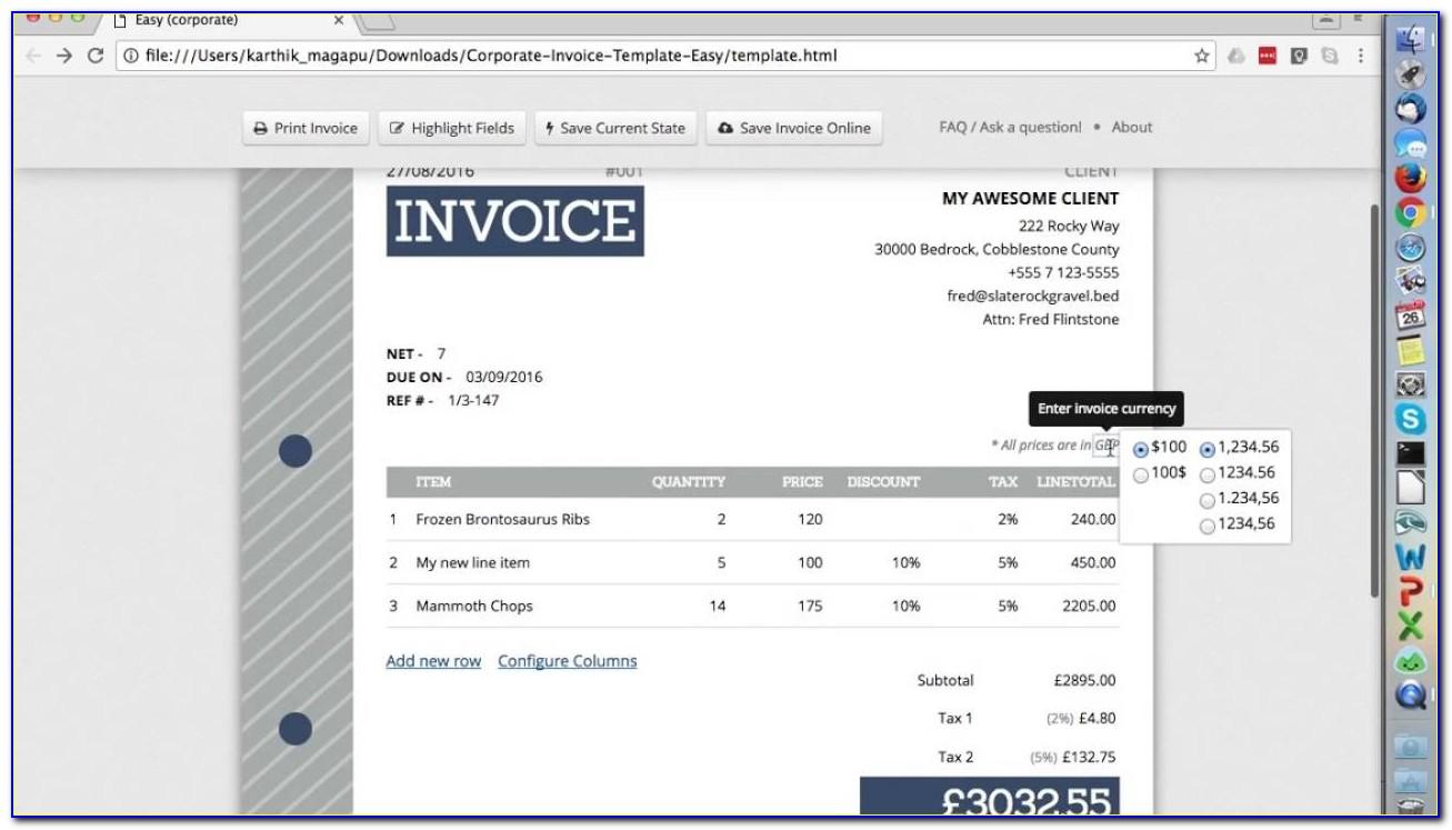 Printable Invoice Template Uk