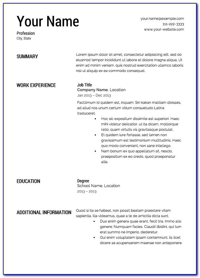Printable Resume Template Free