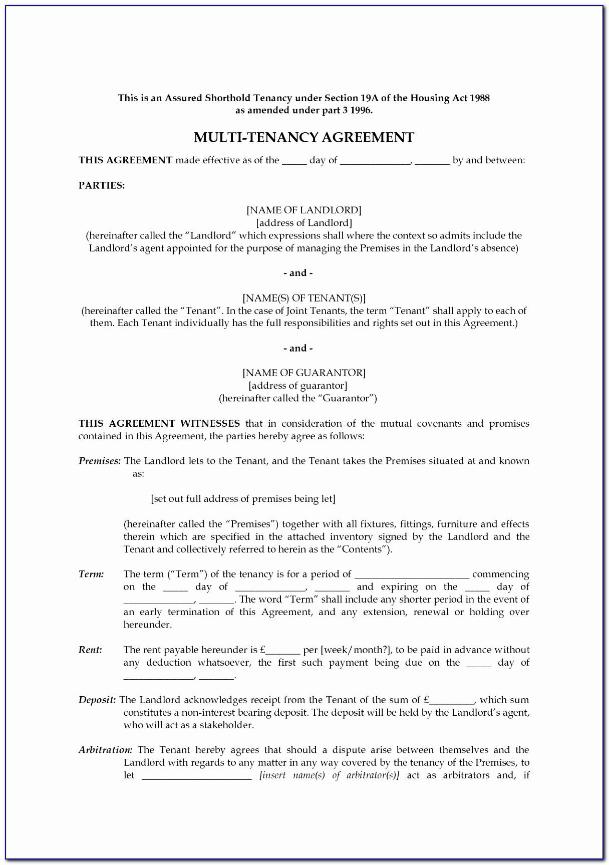 Printable Tenancy Agreement Form