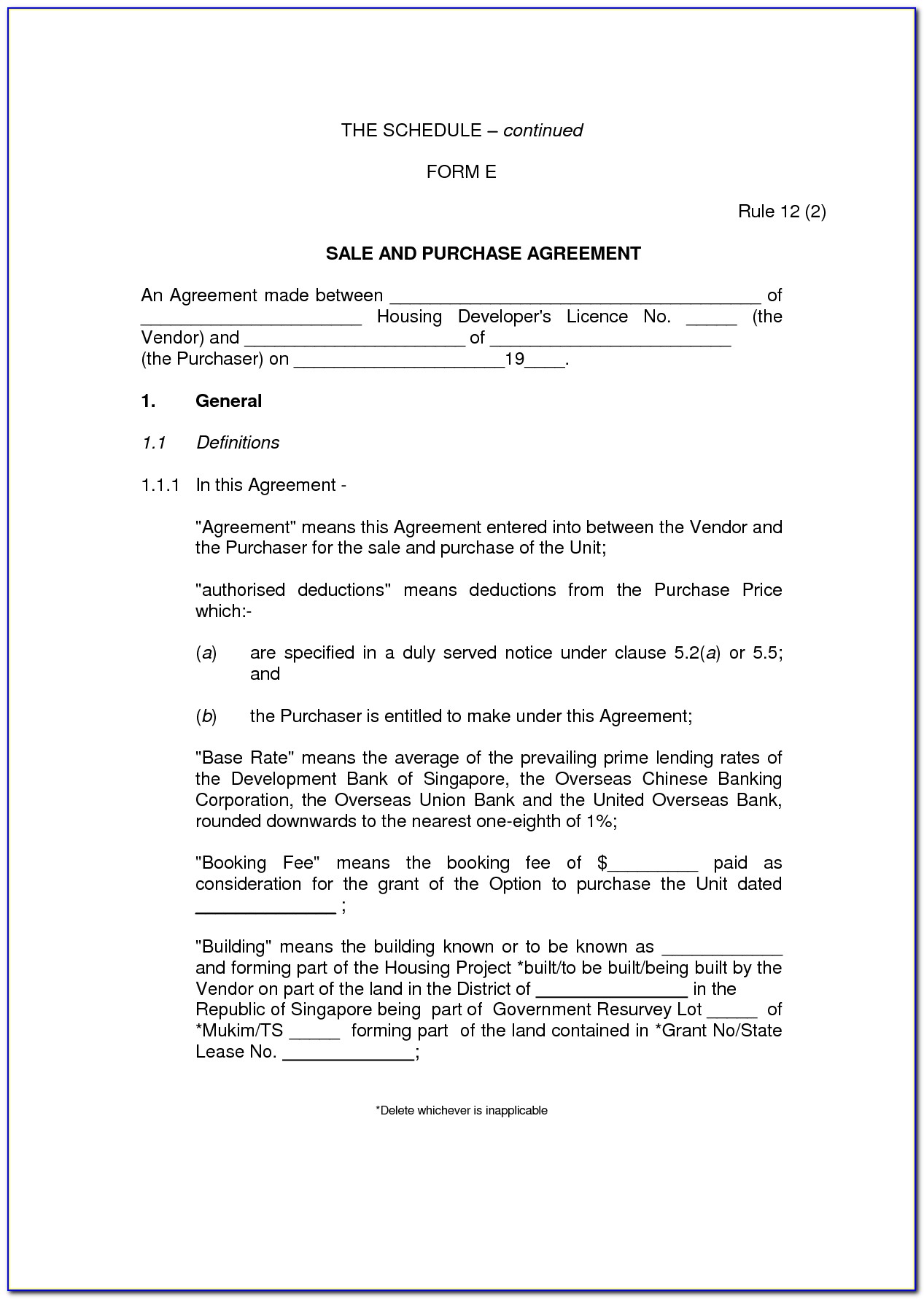 Private Car Purchase Agreement Template