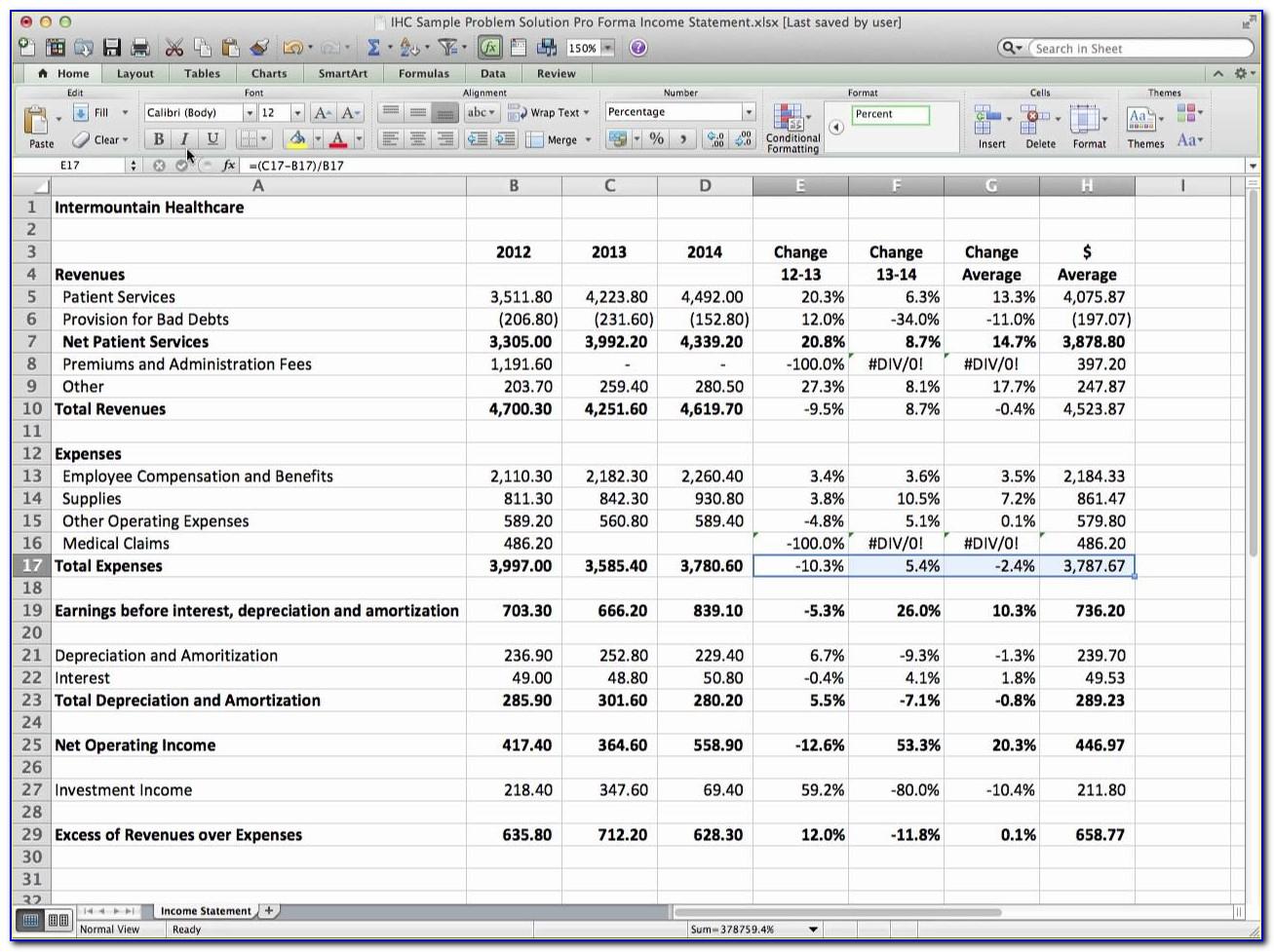 Pro Forma Financials Excel Template